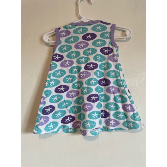 HB sleeveless tunic aqua purple sand dollar lightweight bow. Size 6-9mo. - Picture 2 of 5